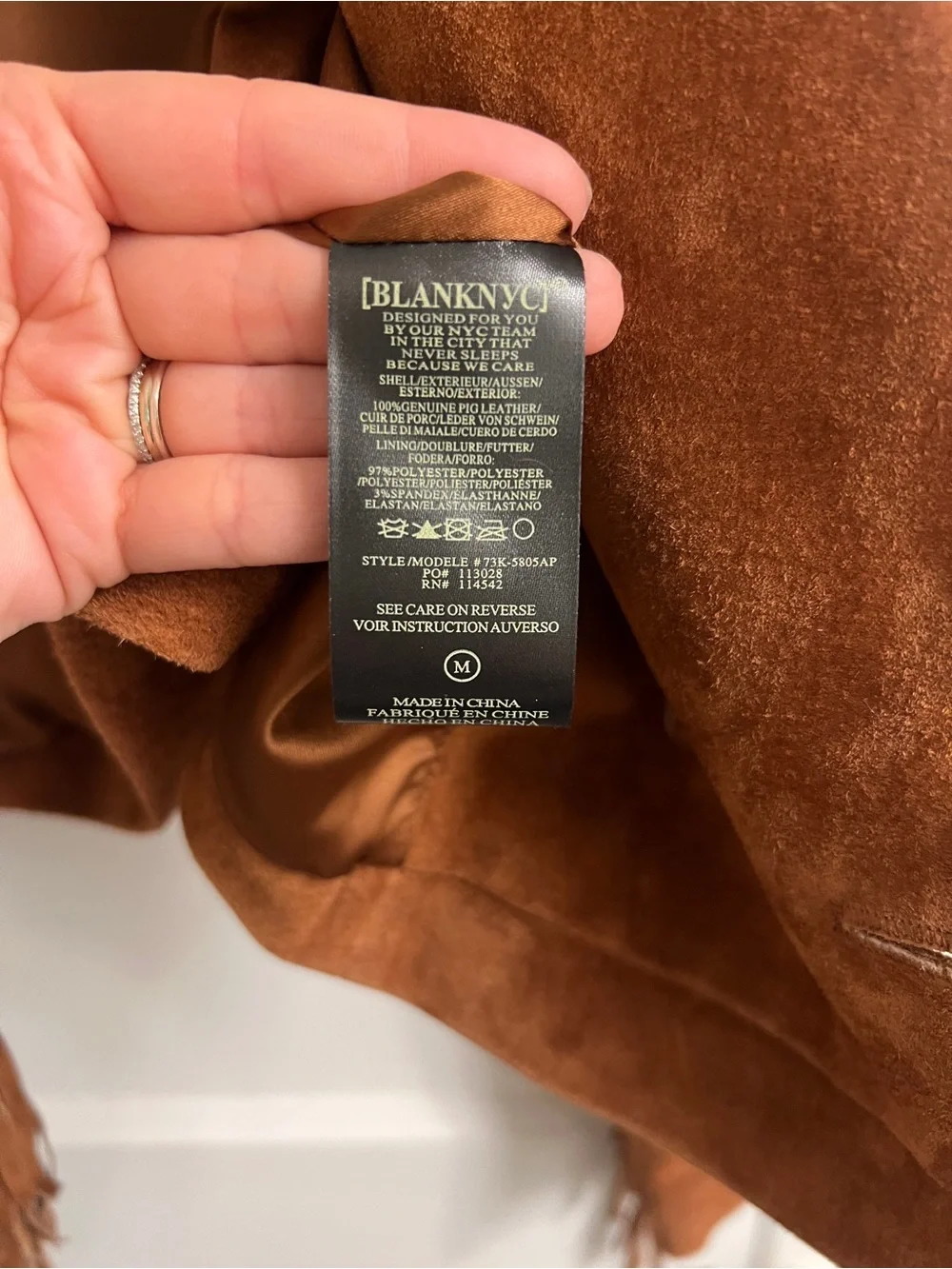 Blank NYC Cropped Suede Fringe Jacket in Rust - Picture 4 of 5